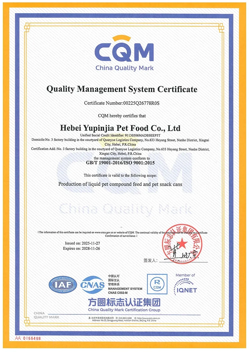 Quality management system certification